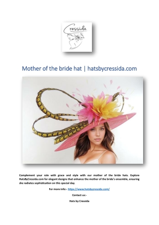 Mother of the bride hat | hatsbycressida.com