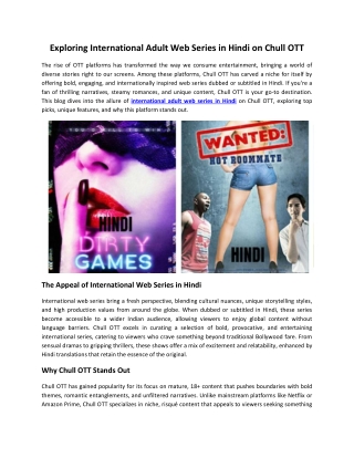 Watch International Hot Web Series in Hindi at Chull OTT