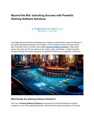 Beyond the Bet_ Unlocking Success with Powerful iGaming Software Solutions