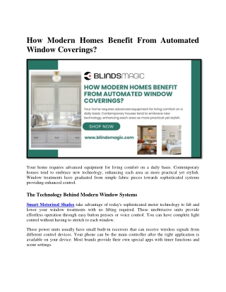 How Modern Homes Benefit From Automated Window Coverings