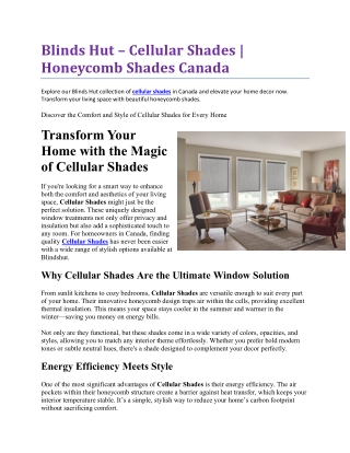 Cellular Shades - Blindshut.ca
