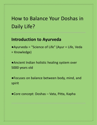 How to Balance Your Doshas in Daily Life