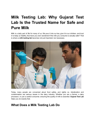 milk testing lab why gujarat test