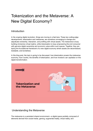 Tokenization and the Metaverse_ A New Digital Economy
