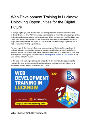Web Development Training in Lucknow_ Unlocking Opportunities for the Digital Future