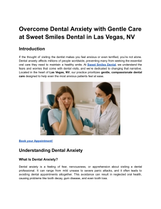Overcome Dental Anxiety with Gentle Care at Sweet Smiles Dental in Las Vegas, NV