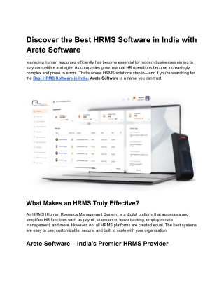 Best HRMS Software in India _ Arete Software