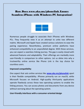 how does www aka ms phonelink ensure seamless