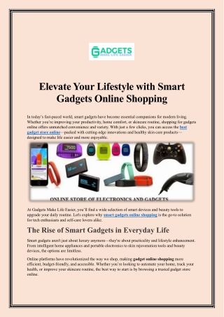 Elevate Your Lifestyle with Smart Gadgets Online Shopping