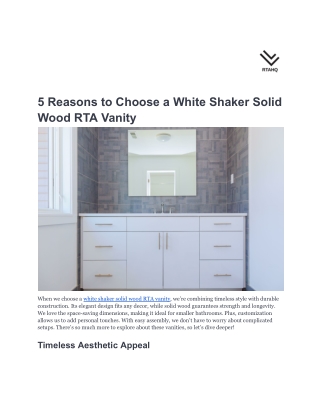 5 Reasons to Choose a White Shaker Solid Wood RTA Vanity-RTAHQ