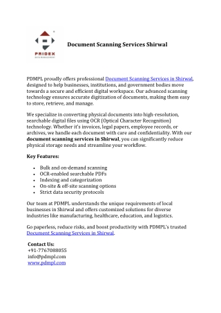 Document Scanning Services Shirwal