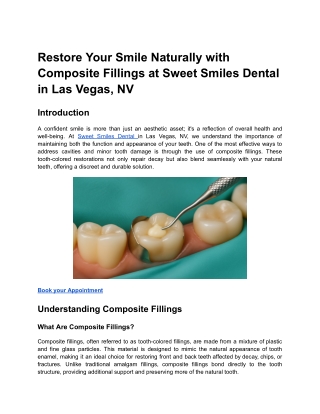 Restore Your Smile Naturally with Composite Fillings at Sweet Smiles Dental in Las Vegas, NV