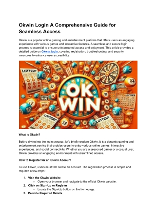 Okwin Login