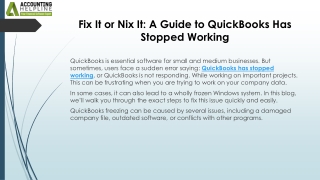 How to Fix QuickBooks Has Stopped Working Issue Quickly