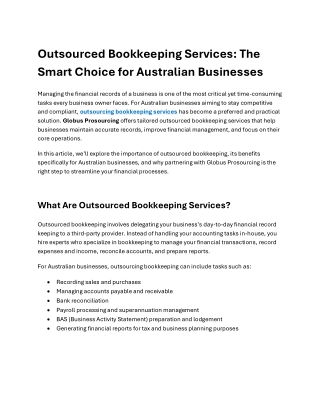 Outsourced Bookkeeping Services for Australian Businesses by Globus Prosourcing