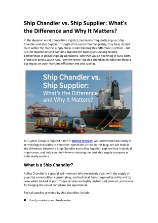 ship chandler vs ship supplier what