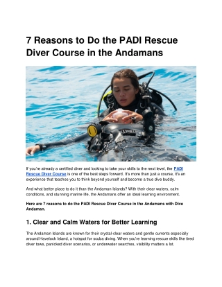 7 Reasons to Do the PADI Rescue Diver Course in the Andamans