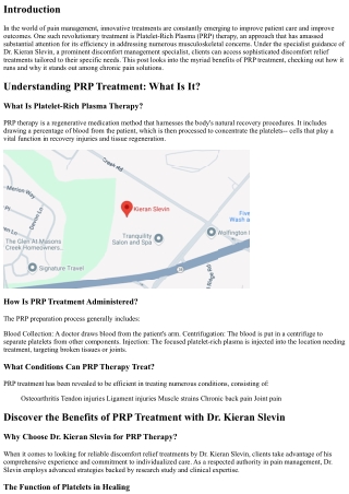 Discover the Advantages of PRP Treatment with Dr. Kieran Slevin