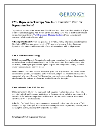 TMS Depression Therapy San Jose
