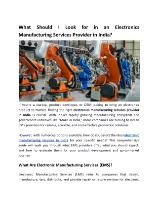 What Should I Look for in an Electronics Manufacturing Services Provider