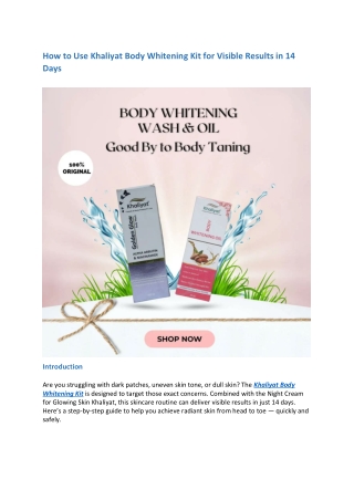 how to use khaliyat body whitening