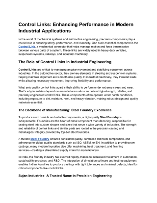 Control Links_ Enhancing Performance in Modern Industrial Applications