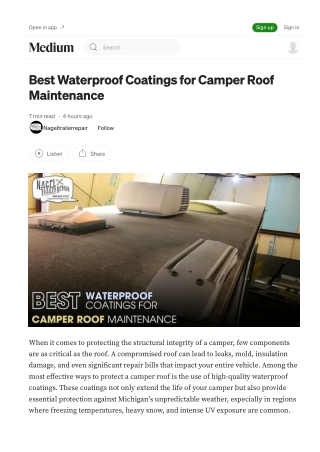 Protect your RV with Camper Roof Sealing Michigan help
