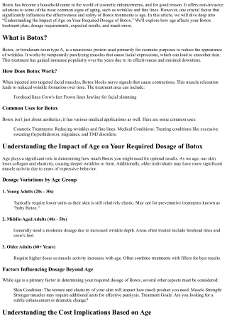 Understanding the Impact of Age on Your Required Dosage of Botox