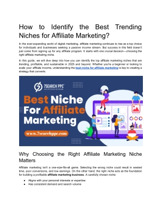 How to Identify the Best Trending Niches for Affiliate Marketing?