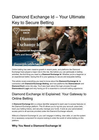 diamond exchange id your ultimate key to secure