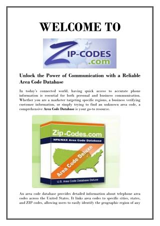 Accurate and Updated Area Code Database Lookup