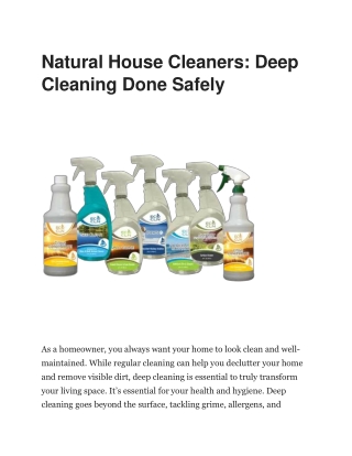 Eco Cln’s Natural House Cleaners for a Safer Home