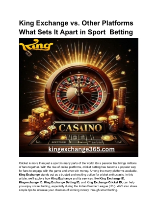 King Exchange vs. Other Platforms What Sets It Apart in Sport  Betting