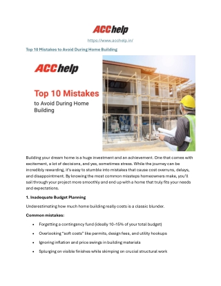 Top 10 Mistakes to Avoid During Home Building