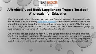 Affordable Used Book Supplier and Trusted Textbook Wholesaler for Education