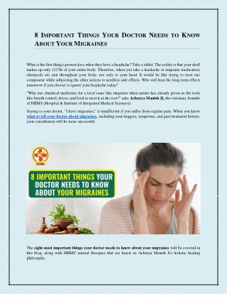 Eight Important Things Your Doctor Needs to Know About Your Migraines