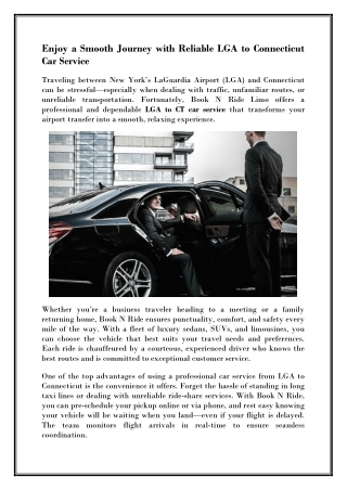 Book Professional LGA to CT Car Service Online Now