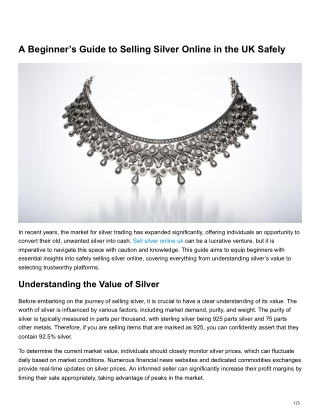 A Beginner’s Guide to Selling Silver Online in the UK Safely