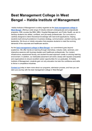 Best Management College in West Bengal – Haldia Institute of Management (4)