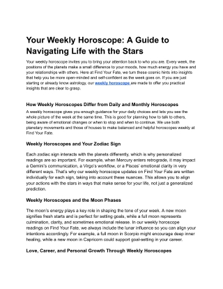 Your Weekly Horoscope: A Guide to Navigating Life with the Stars