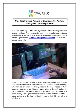 Artificial Intelligence Consultant