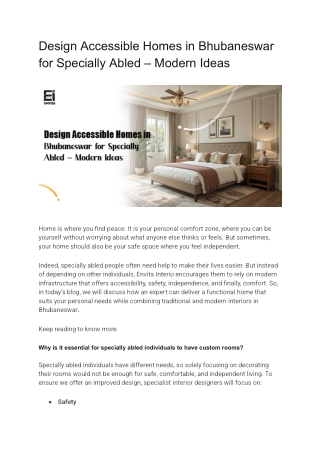 Accessible Home Design in Bhubaneswar for Specially Abled