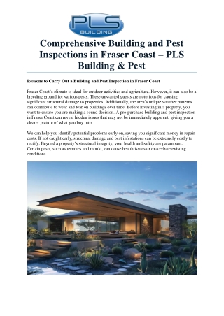 comprehensive building and pest inspections