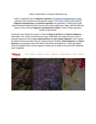 India’s Trusted Name in Fragrance Manufacturing