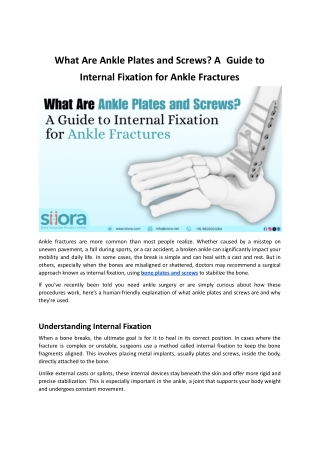 What Are Ankle Plates and Screws? A Guide to Internal Fixation for Ankle Fractur