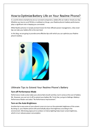How to Optimize Battery Life on Your Realme Phone