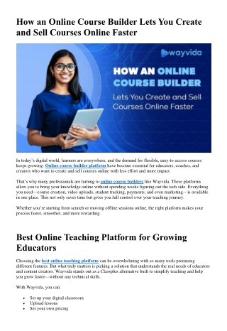 How an Online Course Builder Lets You Create and Sell Courses Online Faster