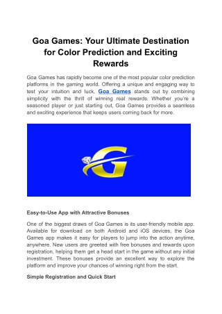 Goa Games_ Your Ultimate Destination for Color Prediction and Exciting Rewards