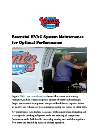 Essential HVAC System Maintenance for Optimal Performance