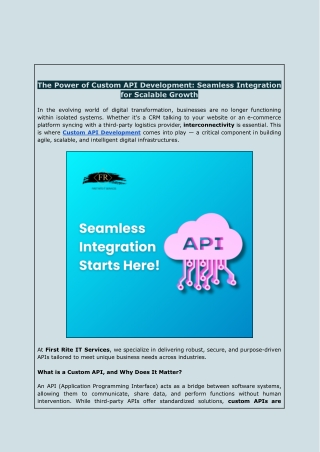 Custom API Development Services | First Rite IT Solutions
